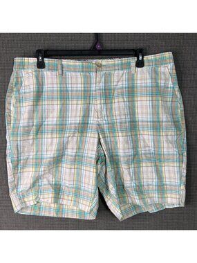 CJ Banks Womens Plaid Shorts 20W Cotton Relaxed Fit Multi-Color Summer Wear
